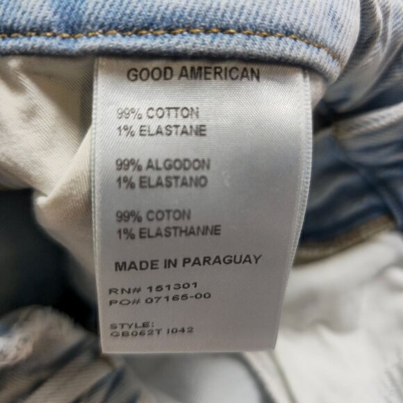 Good American Distressed Light Wash High-Rise Jeans 4/27 Cotton & Elastane - Picture 3 of 10